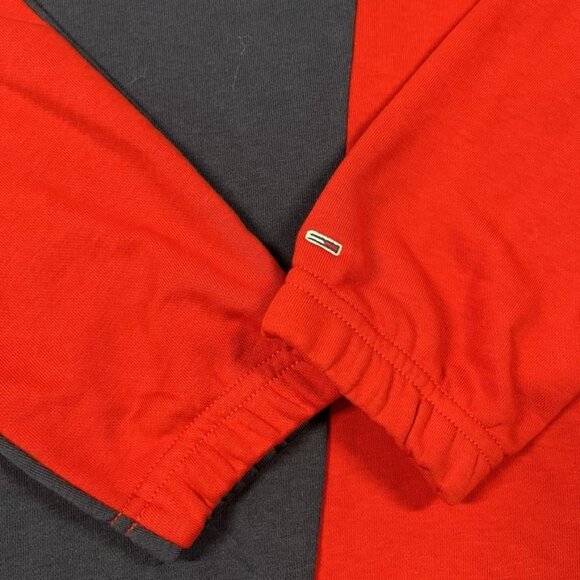 Tommy Hilfiger Sweatshirt Mens Medium Red Blue Colorblock Pullover 1/4 Zip - Picture 2 of 12